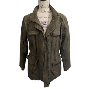 Heartloom Utility Jacket Women Olive Green Small Field Coat Cargo Military
